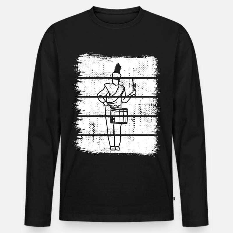 Trommler Skizze - Männer Premium Bio Langarmshirt - Schwarz