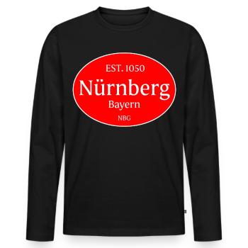 Nürnberg Emblem Retro Oval - Männer Premium Bio Langarmshirt - Schwarz - Vorne - Nico (187cm)