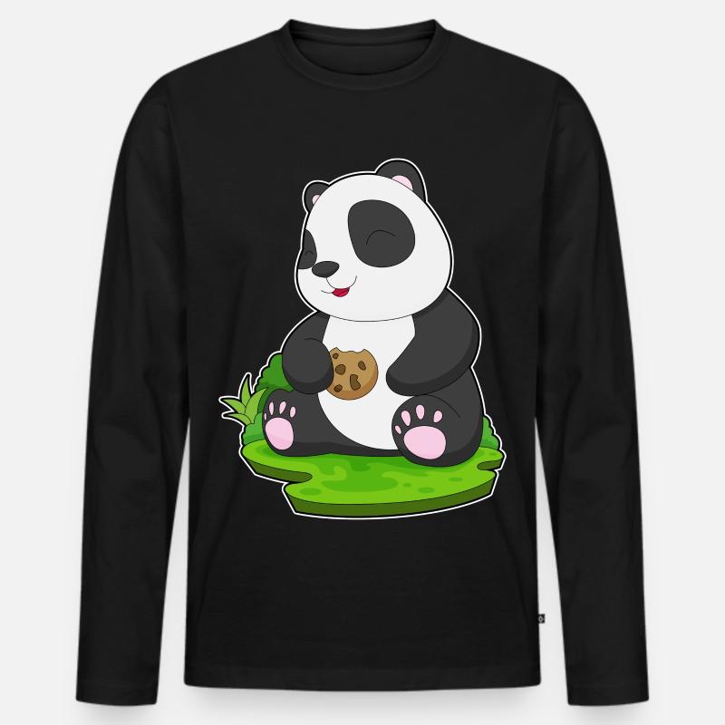 Panda Cookie - Männer Premium Bio Langarmshirt - Schwarz