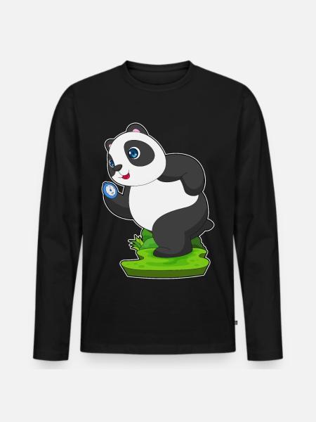 Panda Jogger Jogging Sport - Men's Premium Organic Long Sleeve Shirt - black