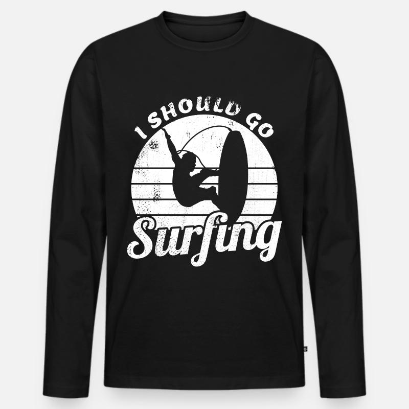 Ich sollte surfen gehen - Männer Premium Bio Langarmshirt - Schwarz