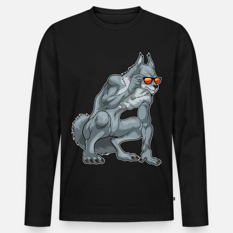Werwolf Halloween Sonnenbrille - Männer Premium Bio Langarmshirt - Schwarz