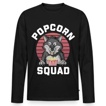 Popcorn Squad Kino - Männer Premium Bio Langarmshirt - Schwarz - Vorne - Nico (187cm)