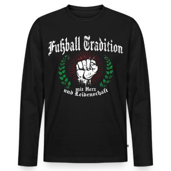 Fußball Tradition Ultras - Männer Premium Bio Langarmshirt - Schwarz - Vorne - Nico (187cm)