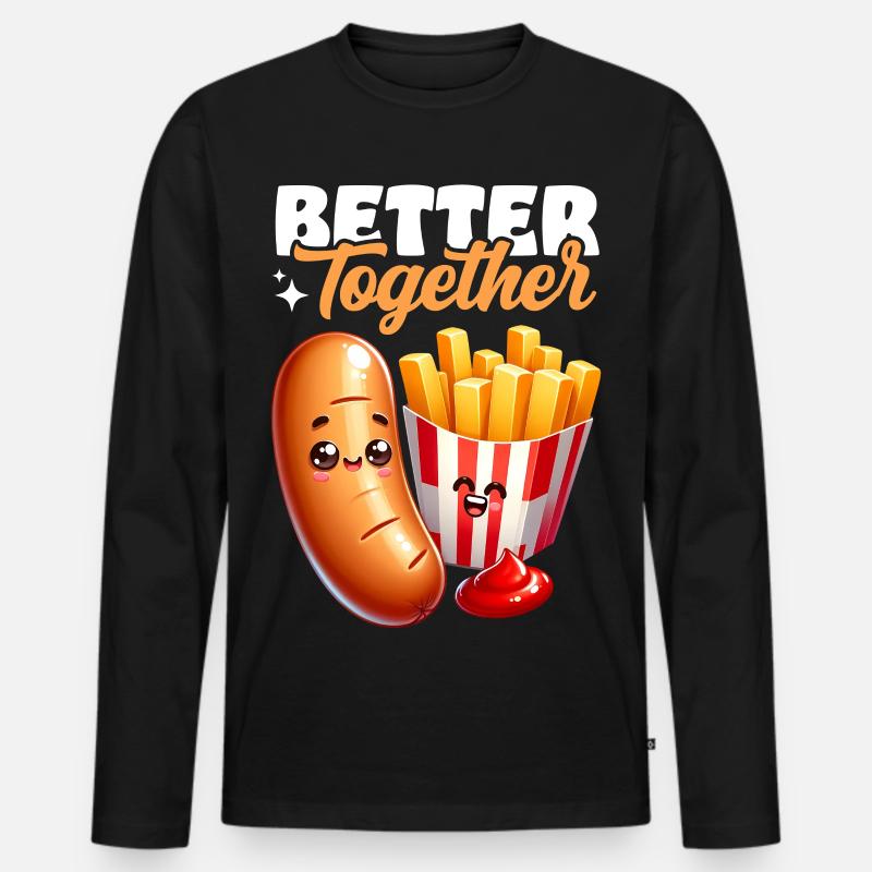 Better Together – Bratwurst Pommes Imbiss - Männer Premium Bio Langarmshirt - Schwarz