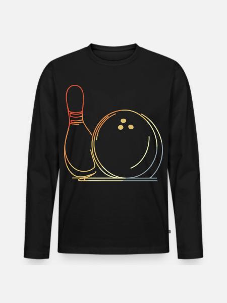 Bowling Ball and Pin Sketch - Men's Premium Organic Long Sleeve Shirt - black