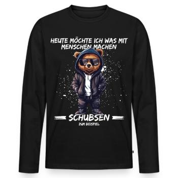 Today I want to do something with people, push them - Men's Premium Organic Long Sleeve Shirt - black - Front - Nico (187cm)