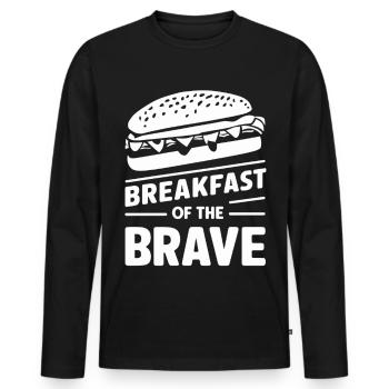 Petit-déjeuner Sandwich Petit-déjeuner des braves - T-shirt manches longues Premium bio Homme - noir - Devant - Nico (187cm)