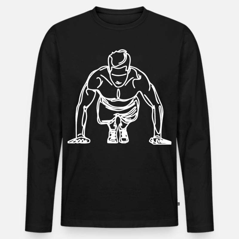 Bodybuilder Skizze - Männer Premium Bio Langarmshirt - Schwarz