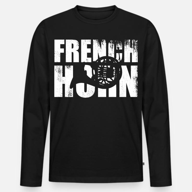 Retro Waldhorn - Männer Premium Bio Langarmshirt - Schwarz