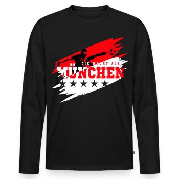 The Power of Munich Football Fan - Men's Premium Organic Long Sleeve Shirt - black - Front - Nico (187cm)