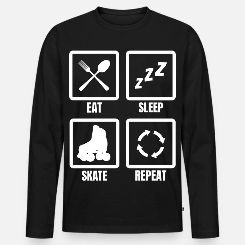 Eat Sleep Skate Repeat - Männer Premium Bio Langarmshirt - Schwarz