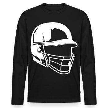 Baseball Helmet Drawing - Men's Premium Organic Long Sleeve Shirt - black - Front - Nico (187cm)