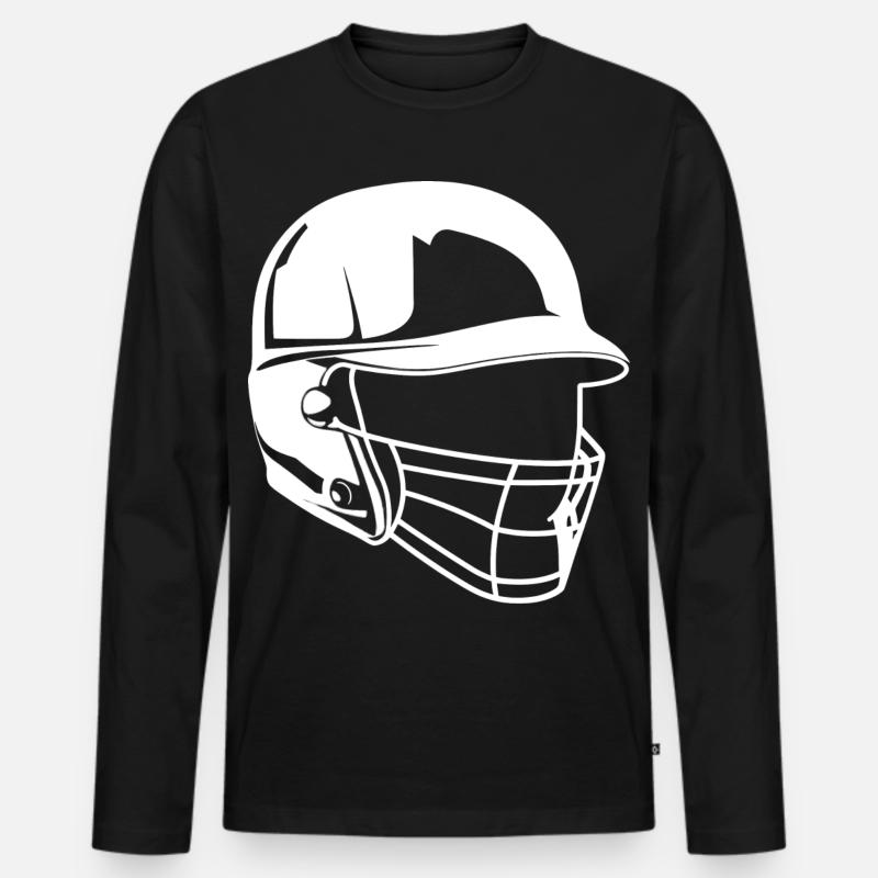 Baseball Helm Zeichnung - Männer Premium Bio Langarmshirt - Schwarz