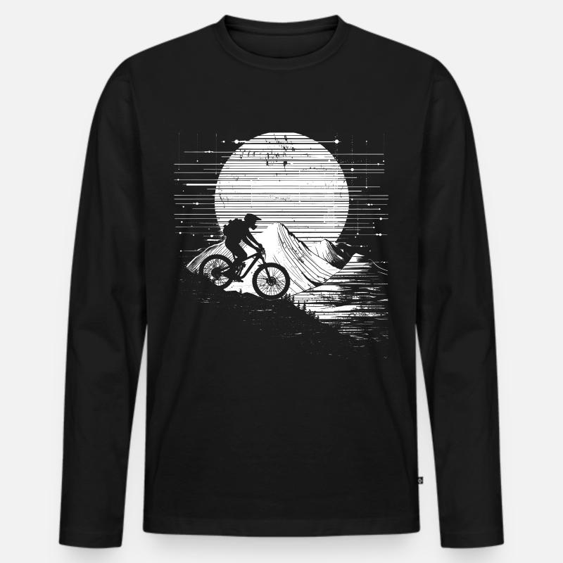 Mountainbiker Skizze - Männer Premium Bio Langarmshirt - Schwarz