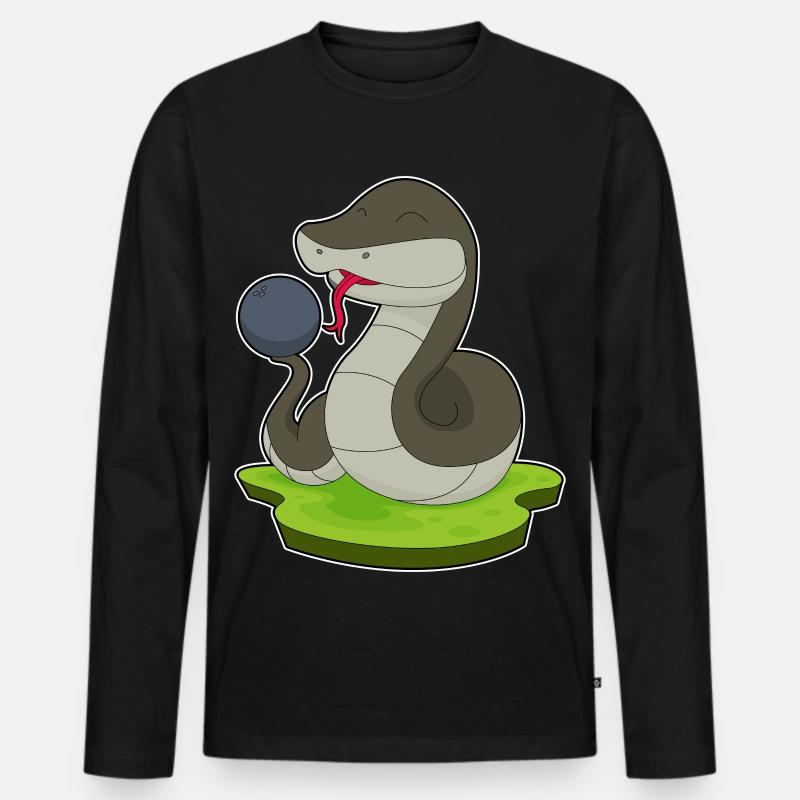 Schlange Bowling Bowlingkugel - Männer Premium Bio Langarmshirt - Schwarz