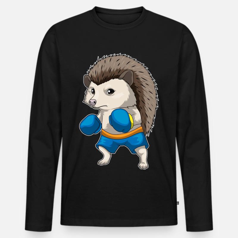 Igel Boxer Boxhandschuhe Boxen - Männer Premium Bio Langarmshirt - Schwarz