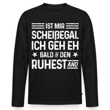 Is mir Scheißegal Ich geh eh bald in den Ruhestand - Männer Premium Bio Langarmshirt - Schwarz - Vorne - Nico (187cm)
