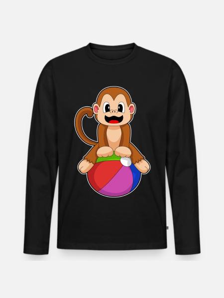 Monkey Workout Gymnastics Fitness - Men's Premium Organic Long Sleeve Shirt - black