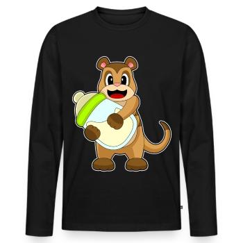 Meerkat Baby Milk Bottle - Men's Premium Organic Long Sleeve Shirt - black - Front - Nico (187cm)