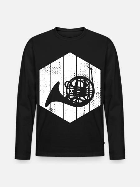 Sketch French horn - Men's Premium Organic Long Sleeve Shirt - black