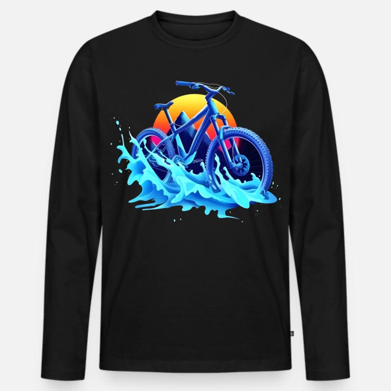 Mountainbiken Vaporwave - Männer Premium Bio Langarmshirt - Schwarz