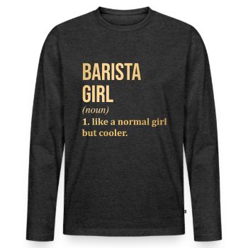 Barista - Männer Premium Bio Langarmshirt - Anthrazit meliert - Vorne - Nico (187cm)