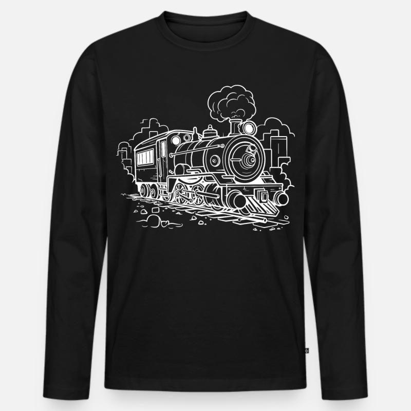 Dampflokomotive - Männer Premium Bio Langarmshirt - Schwarz