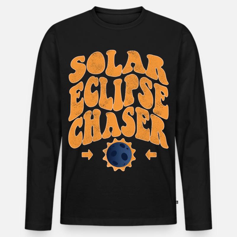 Solar eclipse chaser - Männer Premium Bio Langarmshirt - Schwarz