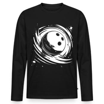 Bowling - Männer Premium Bio Langarmshirt - Schwarz - Vorne - Nico (187cm)