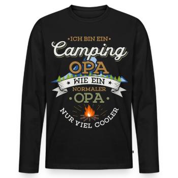 Camping Opa Lagerfeuer Camper Zelten Campingplatz - Männer Premium Bio Langarmshirt - Schwarz - Vorne - Nico (187cm)
