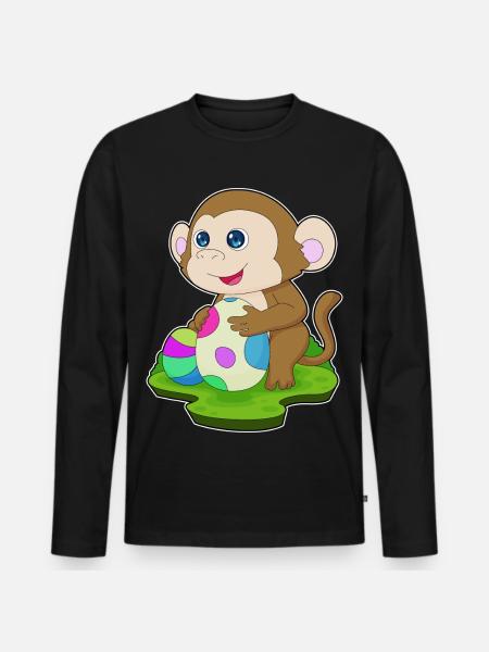 Monkey Easter Easter Eggs - Men's Premium Organic Long Sleeve Shirt - black