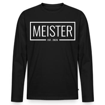 Meister Est. 2026 - Männer Premium Bio Langarmshirt - Schwarz - Vorne - Nico (187cm)