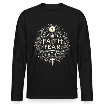 Belief over Fear Motive - Men's Premium Organic Long Sleeve Shirt - black - Front - Nico (187cm)