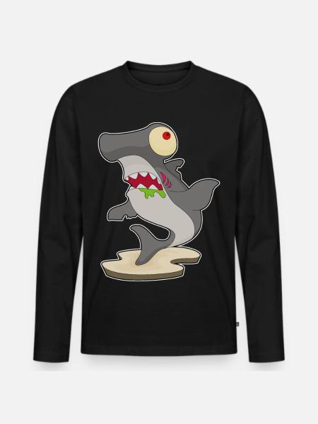 Requin-marteau Halloween Zombie - T-shirt manches longues Premium bio Homme - noir