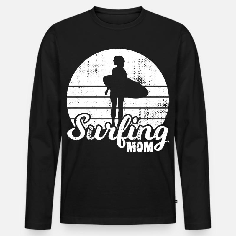 Surfer Mutter - Männer Premium Bio Langarmshirt - Schwarz