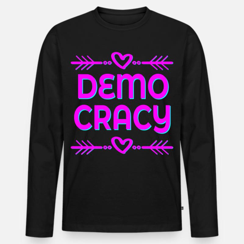DEMOCRAZIA, LIBERTÀ, INCLUSIONE - Maglia a manica lunga ecologica premium da uomo - nero