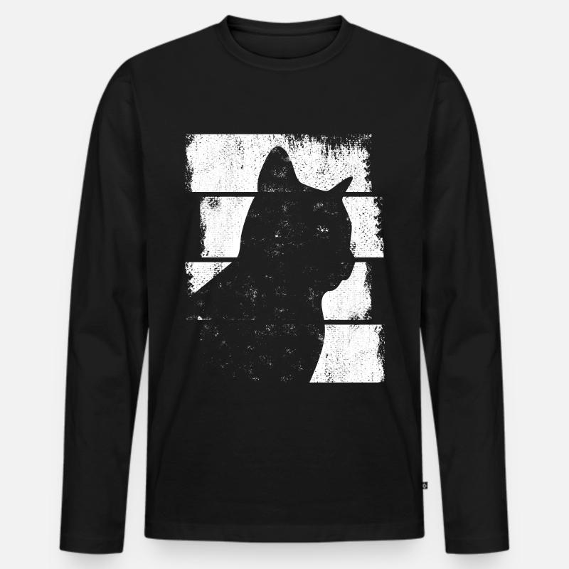 Katze - Männer Premium Bio Langarmshirt - Schwarz