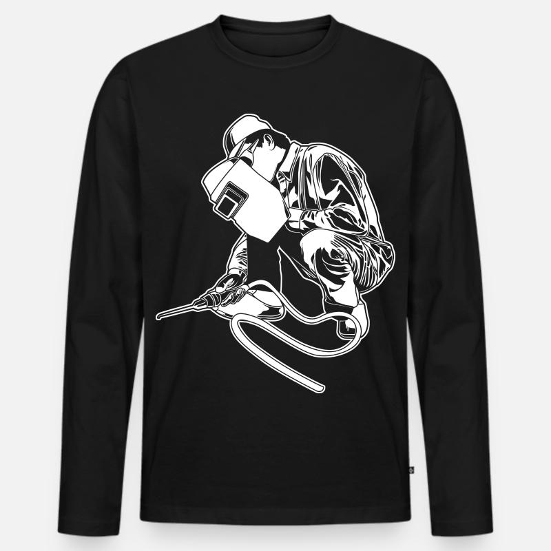 Schweißer - Männer Premium Bio Langarmshirt - Schwarz
