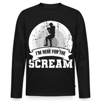 Je suis là pour le cri - T-shirt manches longues Premium bio Homme - noir - Devant - Nico (187cm)