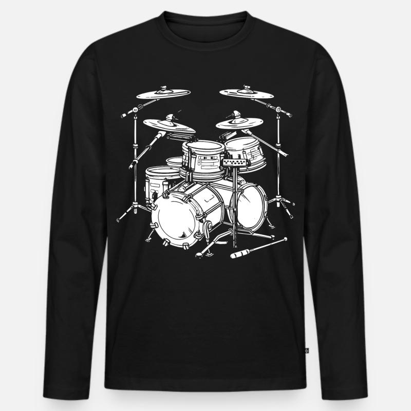 Schlagzeug Grafik - Männer Premium Bio Langarmshirt - Schwarz