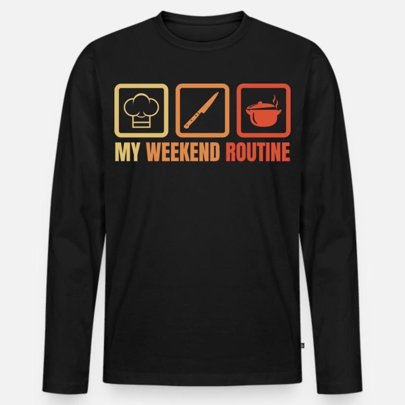 Wochenend Kochen - Männer Premium Bio Langarmshirt - Schwarz