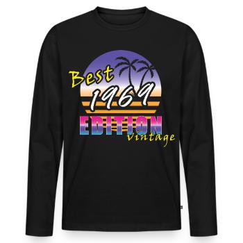 Best Edition 1969 - Männer Premium Bio Langarmshirt - Schwarz - Vorne - Nico (187cm)