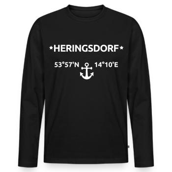 Heringsdorf Koordinaten - Männer Premium Bio Langarmshirt - Schwarz - Vorne - Nico (187cm)