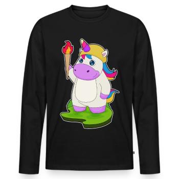 Torche Licorne - T-shirt manches longues Premium bio Homme - noir - Devant - Nico (187cm)