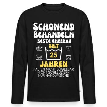 Design pour les noces d’argent pour le 25e anniversaire - T-shirt manches longues Premium bio Homme - noir - Devant - Nico (187cm)