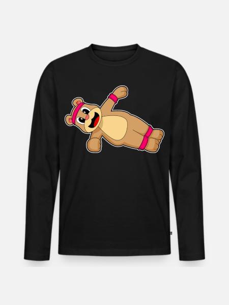 Bear Abdominal Training Bodybuilding - Men's Premium Organic Long Sleeve Shirt - black
