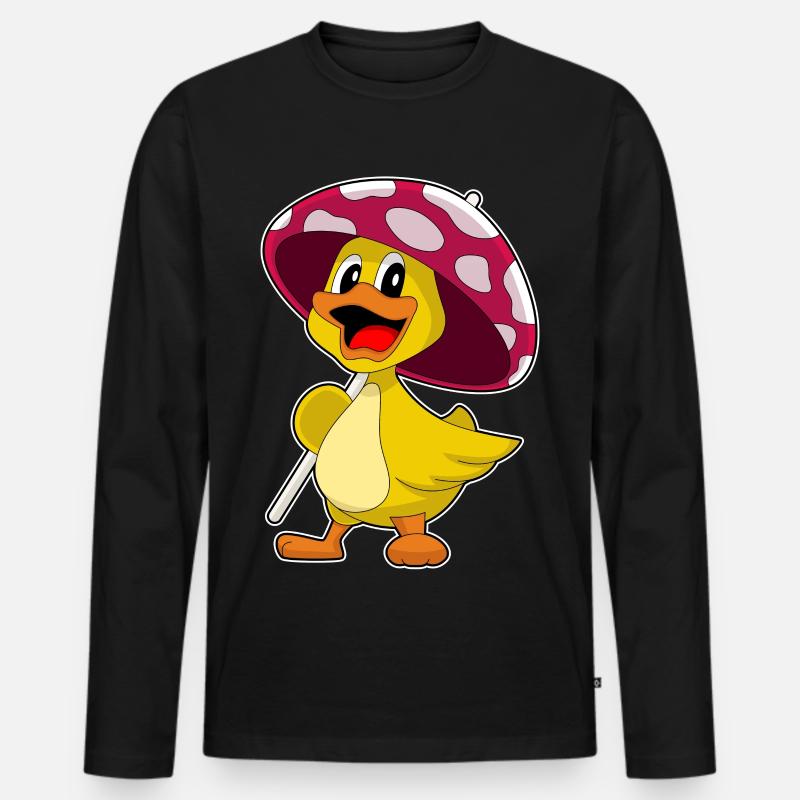 Ente Regenschirm - Männer Premium Bio Langarmshirt - Schwarz