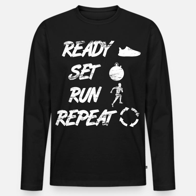 Ready Set Run Repeat - Männer Premium Bio Langarmshirt - Schwarz