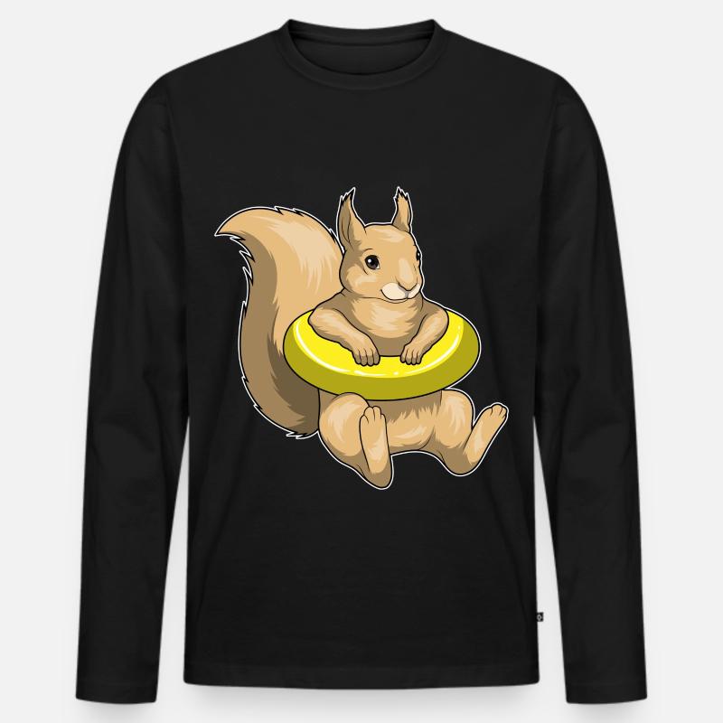 Eichhörnchen Schwimmen Schwimmring - Männer Premium Bio Langarmshirt - Schwarz